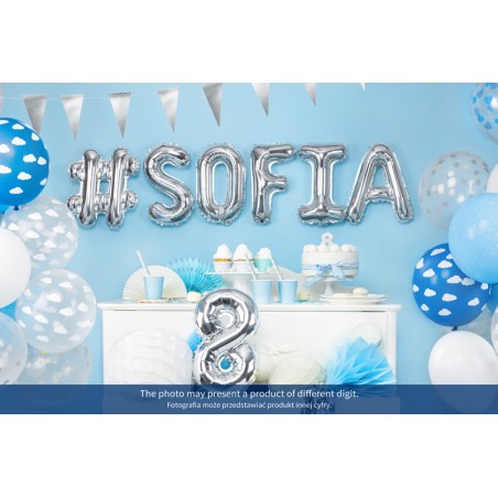 Balon foliowy Cyfra 9 - 35 cm - Srebrny