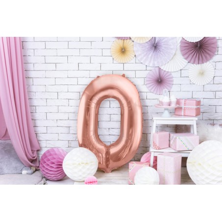 Balon foliowy Cyfra 0 - 86 cm - Różowe Złoto