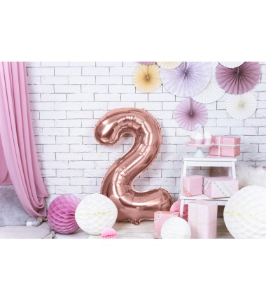 Balon foliowy Cyfra 2 - 86 cm - Różowe Złoto