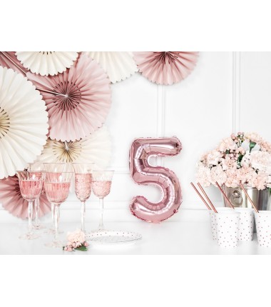 Balon foliowy Cyfra 5 - 86 cm - Różowe Złoto