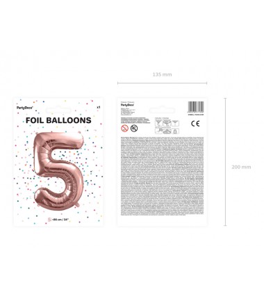 Balon foliowy Cyfra 5 - 86 cm - Różowe Złoto