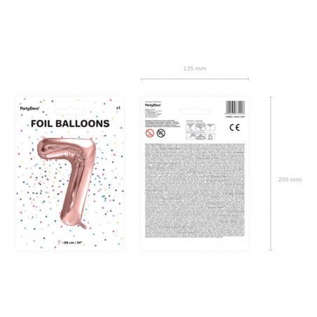 Balon foliowy Cyfra 7 - 86 cm - Różowe Złoto