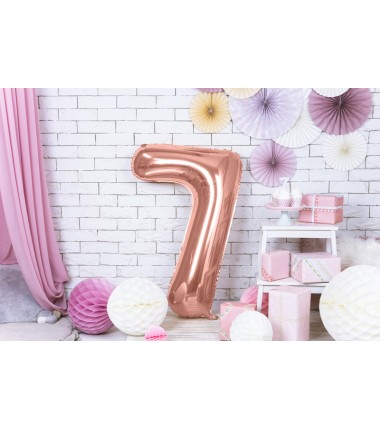 Balon foliowy Cyfra 7 - 86 cm - Różowe Złoto