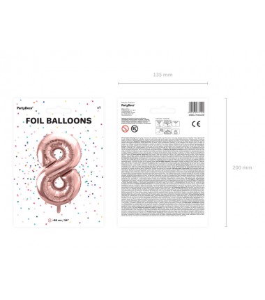 Balon foliowy Cyfra 8 - 86 cm - Różowe Złoto