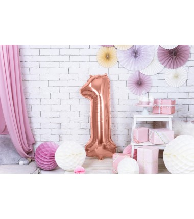 Balony foliowe Cyfra 18 - 86 cm - Różowe Złoto