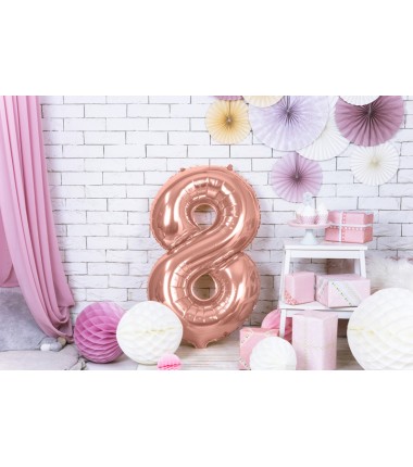 Balony foliowe Cyfra 18 - 86 cm - Różowe Złoto