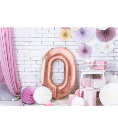 Balony foliowe Cyfra 90 - 86 cm - Różowe Złoto