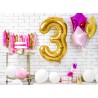 Balon foliowy Cyfra 3 - 86 cm - Złoty