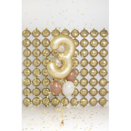 Balon foliowy Cyfra 3 - 86 cm - Złoty satynowy