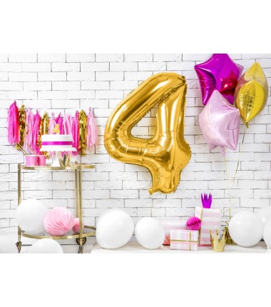 Balon foliowy Cyfra 4 - 86 cm - Złoty