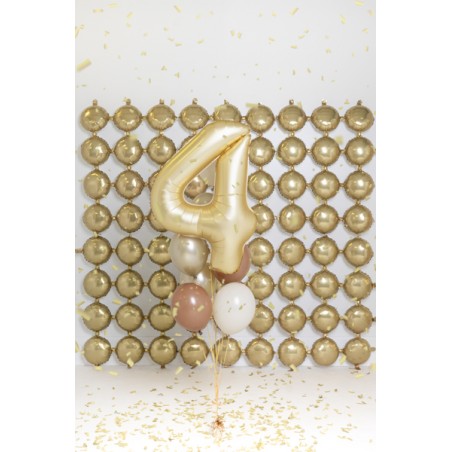 Balon foliowy Cyfra 4 - 86 cm - Złoty satynowy