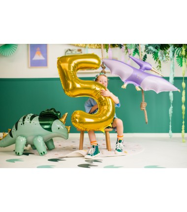 Balon foliowy Cyfra 5 - 86 cm - Złoty