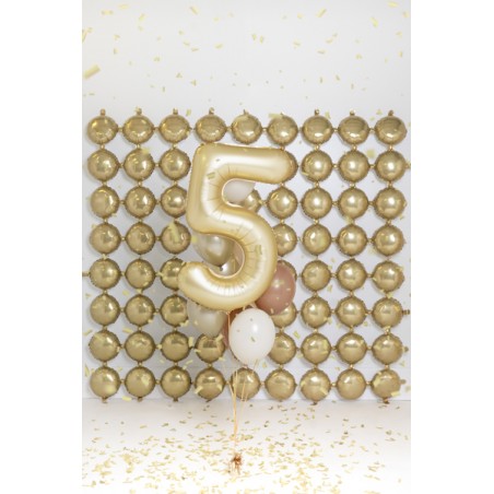 Balon foliowy Cyfra 5 - 86 cm - Złoty satynowy