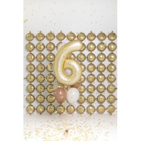 Balon foliowy Cyfra 6 - 86 cm - Złoty satynowy