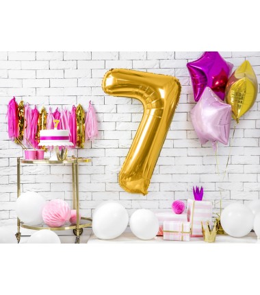 Balon foliowy Cyfra 7 - 86 cm - Złoty