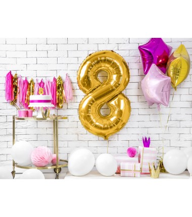 Balon foliowy Cyfra 8 - 86 cm - Złoty