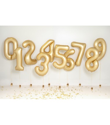 Balon foliowy Cyfra 8 - 86 cm - Złoty satynowy