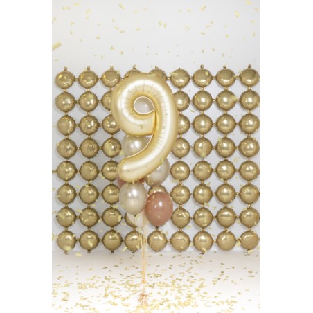 Balon foliowy Cyfra 9 - 86 cm - Złoty satynowy