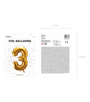 Balony foliowe Cyfra 30 - 86 cm - Złoty