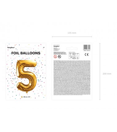 Balony foliowe Cyfra 50 - 86 cm - Złoty