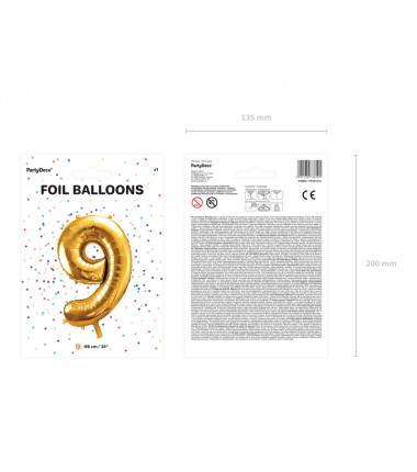 Balony foliowe Cyfra 90 - 86 cm - Złoty
