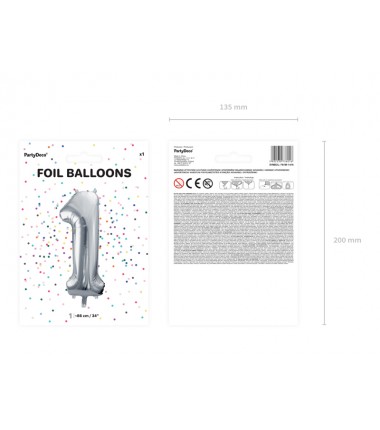Balon foliowy Cyfra 1 - 86 cm - Srebrny