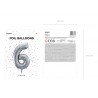 Balon foliowy Cyfra 6 - 86 cm - Srebrny