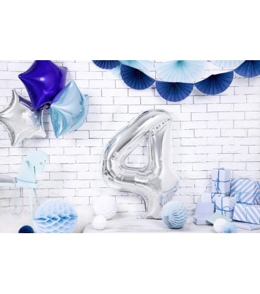 Balony foliowe Cyfra 40 - 86 cm - Srebrny
