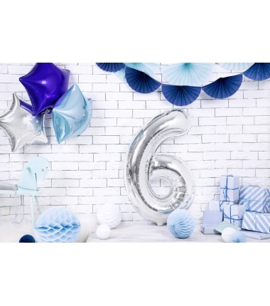 Balony foliowe Cyfra 60 - 86 cm - Srebrny