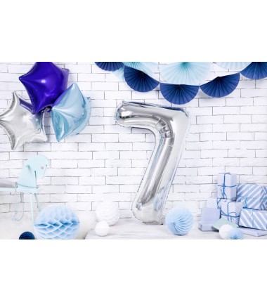 Balony foliowe Cyfra 70 - 86 cm - Srebrny