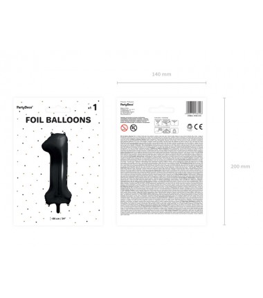 Balon foliowy Cyfra 1 - 86 cm - czarny