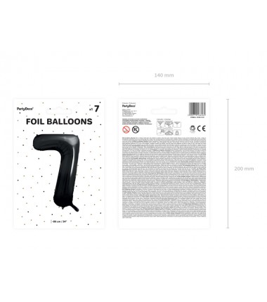 Balon foliowy Cyfra 7 - 86 cm - Czarny