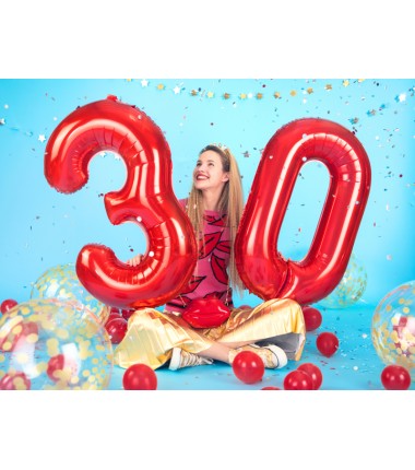 Balon foliowy Cyfra 6 - 86 cm - Czerwony