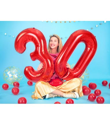 Balony foliowe Cyfra 18 - 86 cm - Czerwony