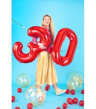 Balony foliowe Cyfra 18 - 86 cm - Czerwony