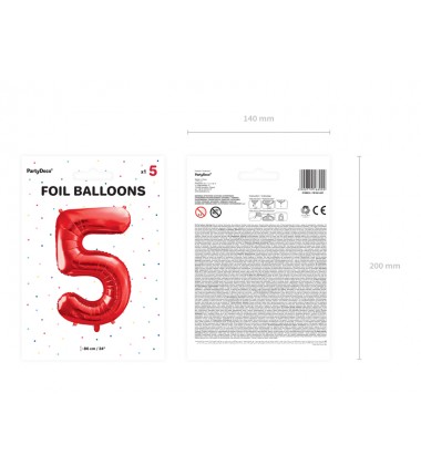 Balony foliowe Cyfra 50 - 86 cm - czerwony