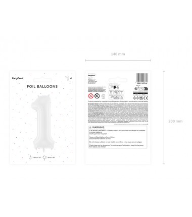 Balony foliowe Cyfra 18 - 86 cm - Biały