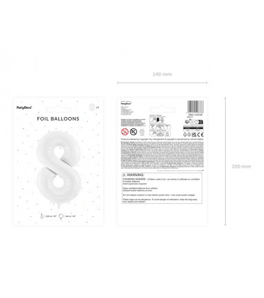 Balony foliowe Cyfra 18 - 86 cm - Biały