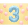 Balon foliowy Cyfra 3 - 86 cm - Jasny niebieski