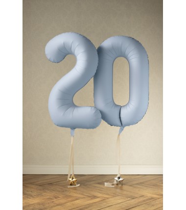 Balon foliowy Cyfra 0 - 86 cm - Mglisty niebieski matowy