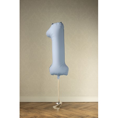 Balon foliowy Cyfra 1 - 86 cm - Mglisty niebieski matowy