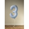 Balon foliowy Cyfra 3 - 86 cm - Mglisty niebieski matowy