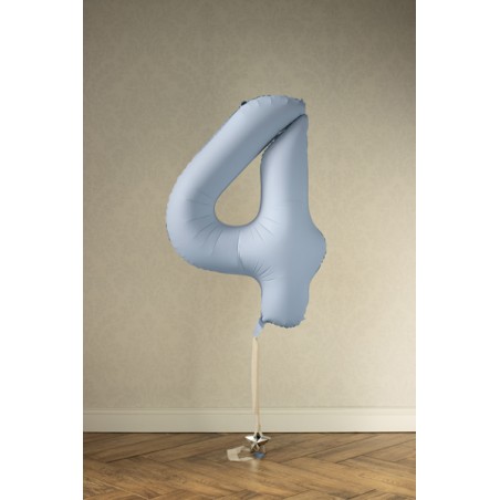 Balon foliowy Cyfra 4 - 86 cm - Mglisty niebieski matowy