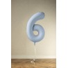 Balon foliowy Cyfra 6 - 86 cm - Mglisty niebieski matowy