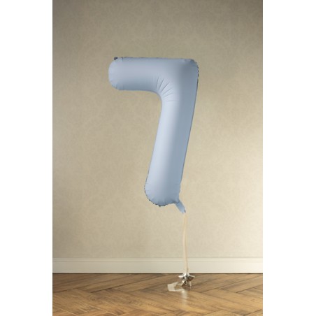 Balon foliowy Cyfra 7 - 86 cm - Mglisty niebieski matowy