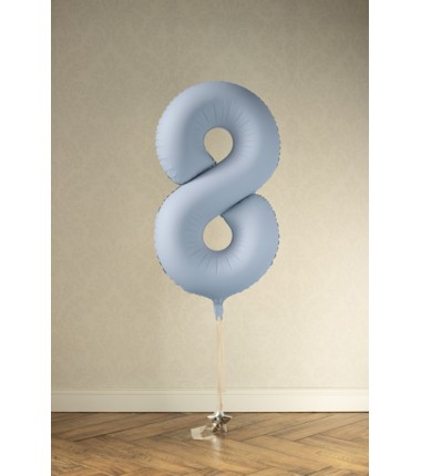 Balon foliowy Cyfra 8 - 86 cm - Mglisty niebieski matowy