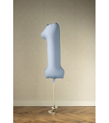 Balony foliowe Cyfra 18 - 86 cm - Mglisty niebieski matowy