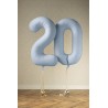 Balony foliowe Cyfra 20 - 86 cm - Mglisty niebieski matowy