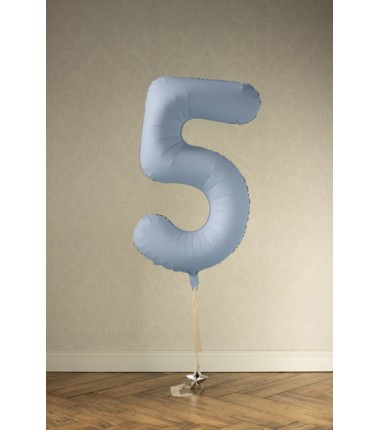 Balony foliowe Cyfra 50 - 86 cm - Mglisty niebieski matowy