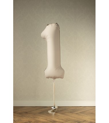 Balon foliowy Cyfra 1 - 86 cm - Jasny beżowy matowy